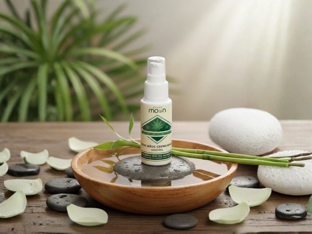 Creme de mãos com CBD em contexto de cuidado da pele com cosméticos de CBD