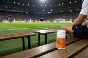 Creme de massagem com CBD quente utilizado para conforto muscular em contexto desportivo