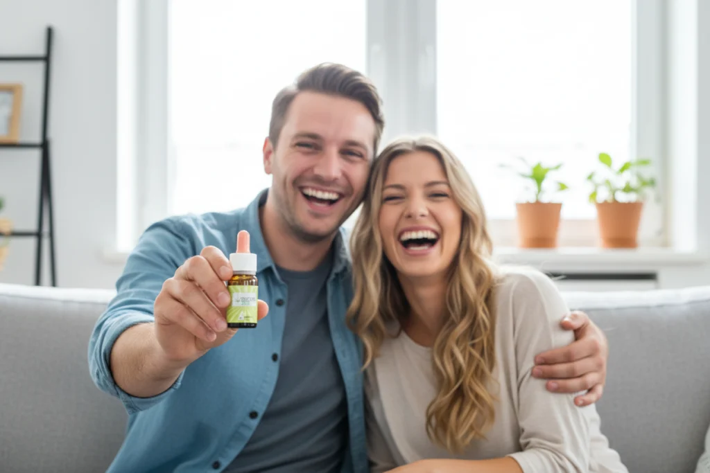 Utilização do óleo de cbd 5% Doctor CBD integrada numa rotina de bem-estar partilhada
