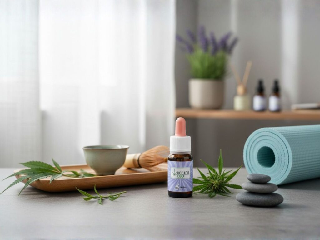 óleo de cbd a 30% da Doctor CBD em ambiente de relaxamento e bem-estar
