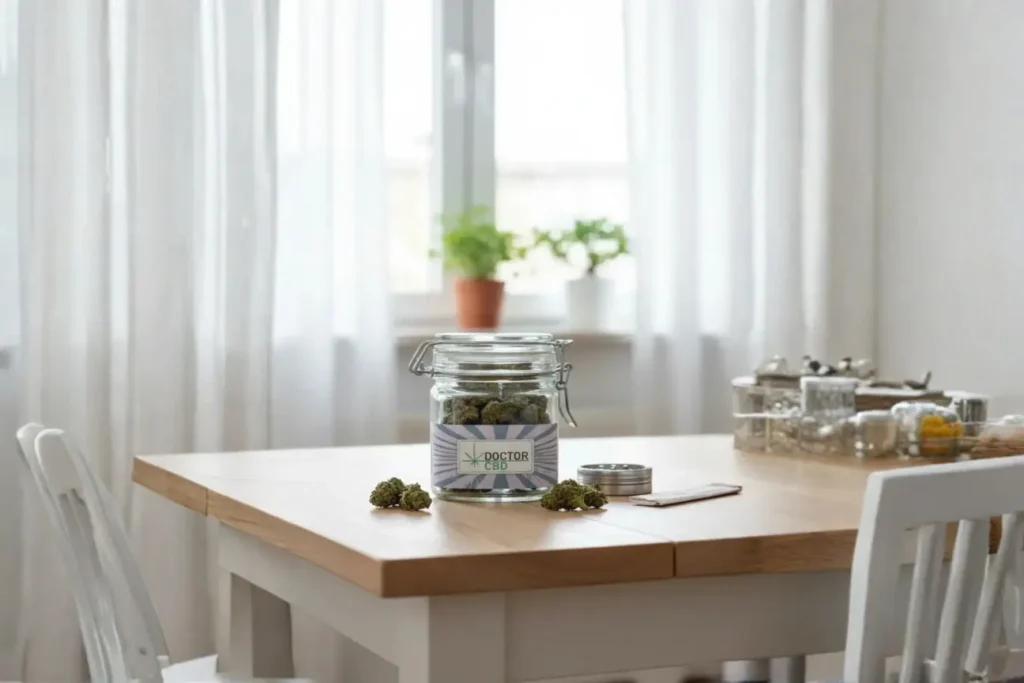 Flores de CBD secas e selecionadas de cânhamo industrial