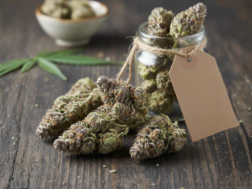 Flores de CBD secas e selecionadas de cânhamo industrial