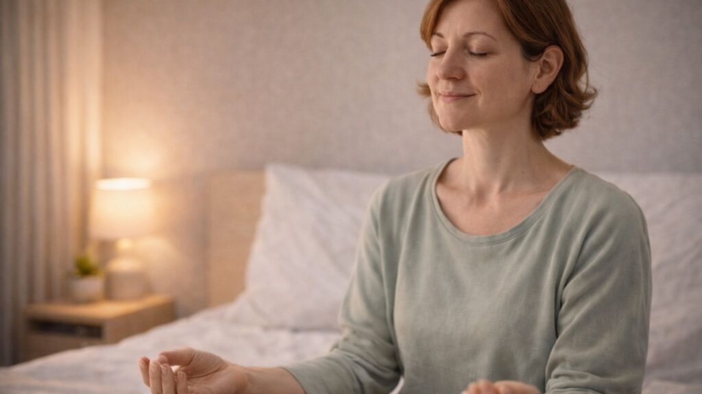 CBD para epilepsia representado por pessoa em momento de relaxamento e equilíbrio num ambiente tranquilo