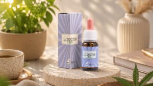 melhor óleo CBD Portugal apresentado com embalagem em ambiente natural com elementos de relaxamento e rotina
